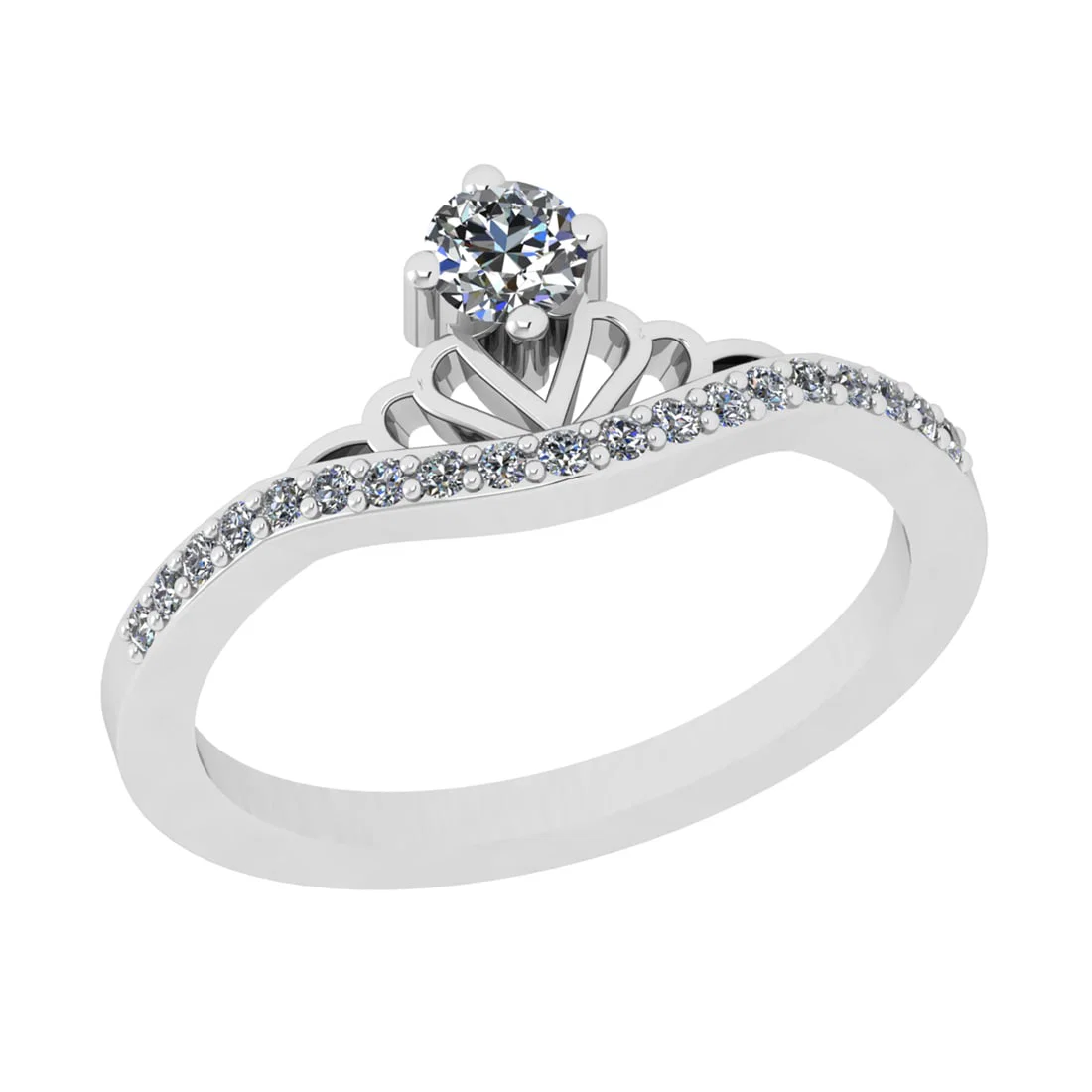 0.32 Ctw SI2/SI1 Diamond Prong Set 14k white Gold Engagement Ring