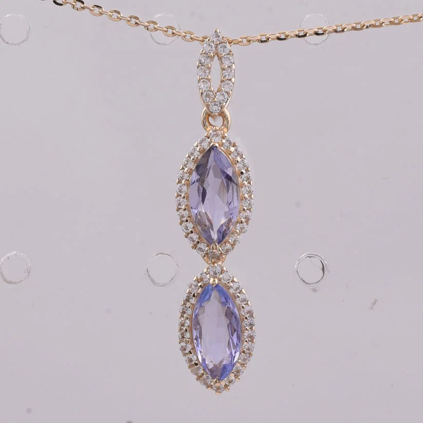 1.00 Ct Marquise Tanzanite 9K Gold Pendant