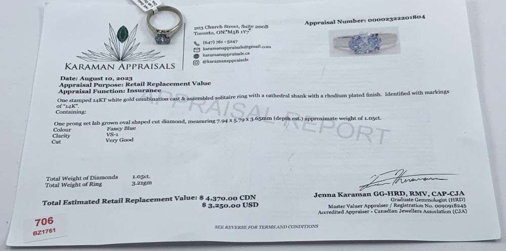 1.05ct Oval Diamond 14k White Gold Ring (Size 5.25)