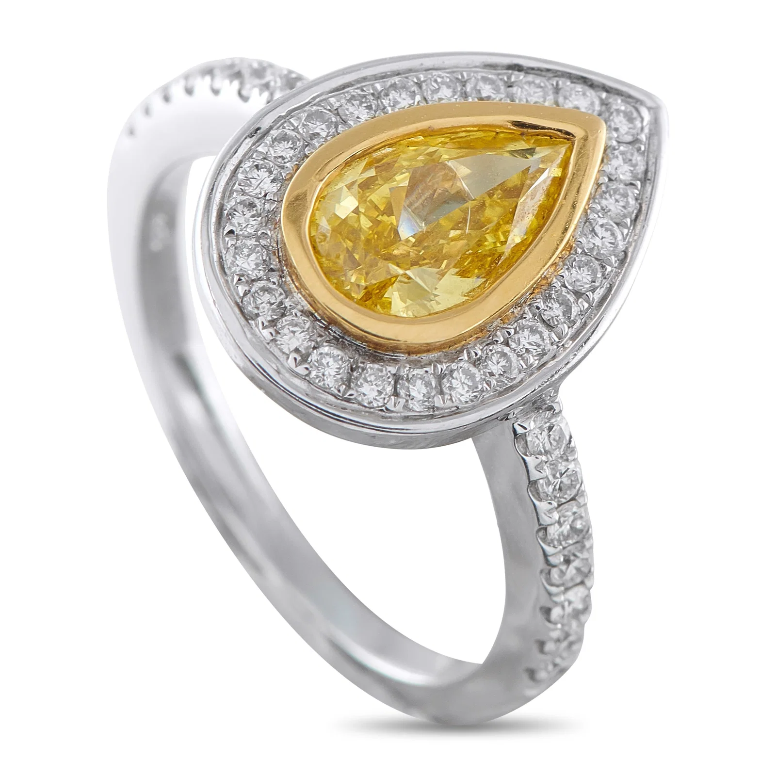 1.35ctw Yellow and White Diamond 18K Gold Ring