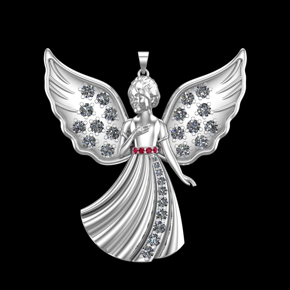 1.63 Ctw VS/SI1 Diamond Prong Set 18K white Gold fairy Girls Theme Pendant