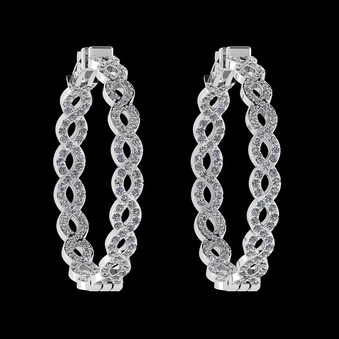 1.88 Ctw VS/SI1 Diamond 14K White Gold Hoop Earrings (ALL DIAMOND ARE LAB G