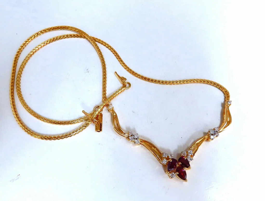 1.90ct Natural Ruby Diamonds Lariat Necklace 14kt **