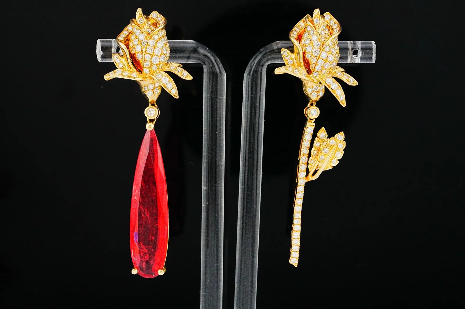 10.85ct Rhodonite, 2.00ctw Diamond 14K Earrings