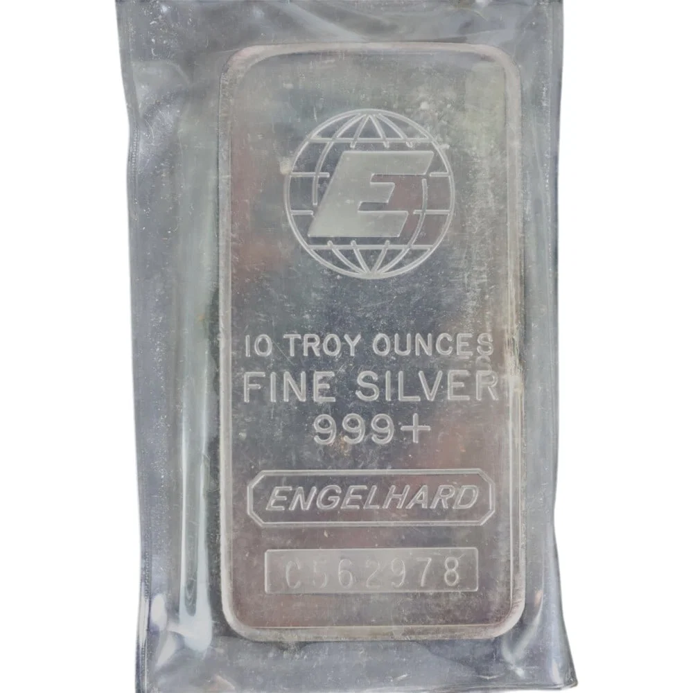 10 Tr Oz 999+ Fine Silver Bar/Ingot Engelhard Serial #C562978 In Case