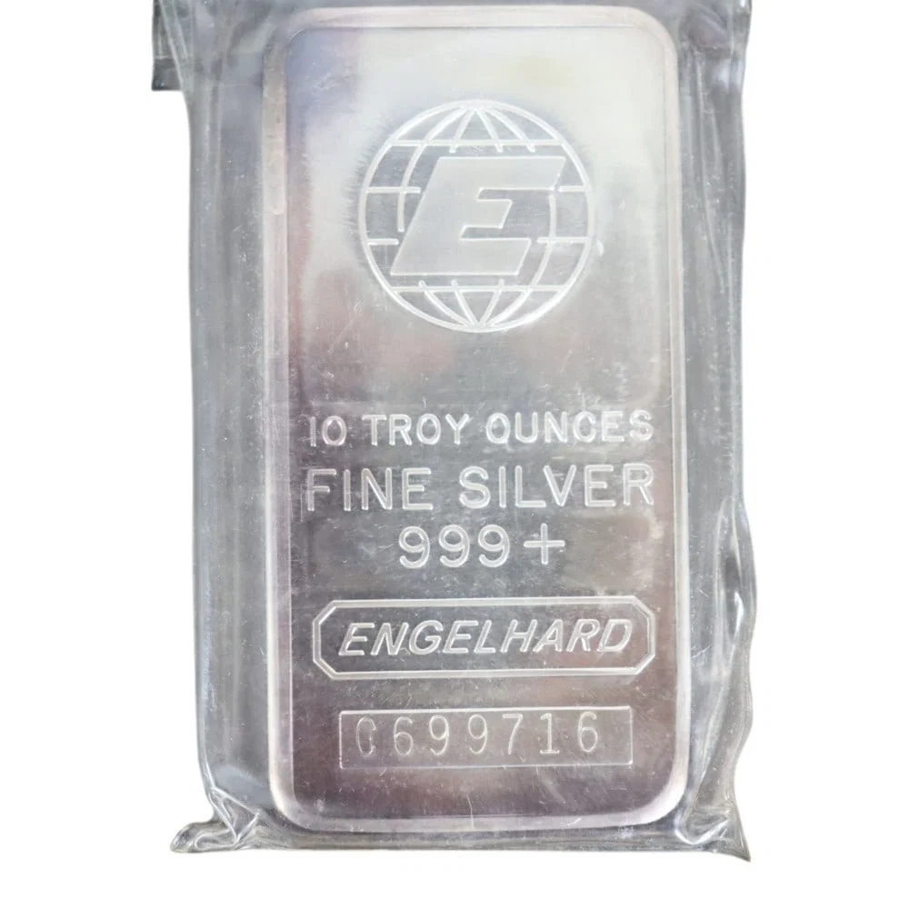 10 Tr Oz 999+ Fine Silver Bar/Ingot Engelhard Serial #C699716 In Case