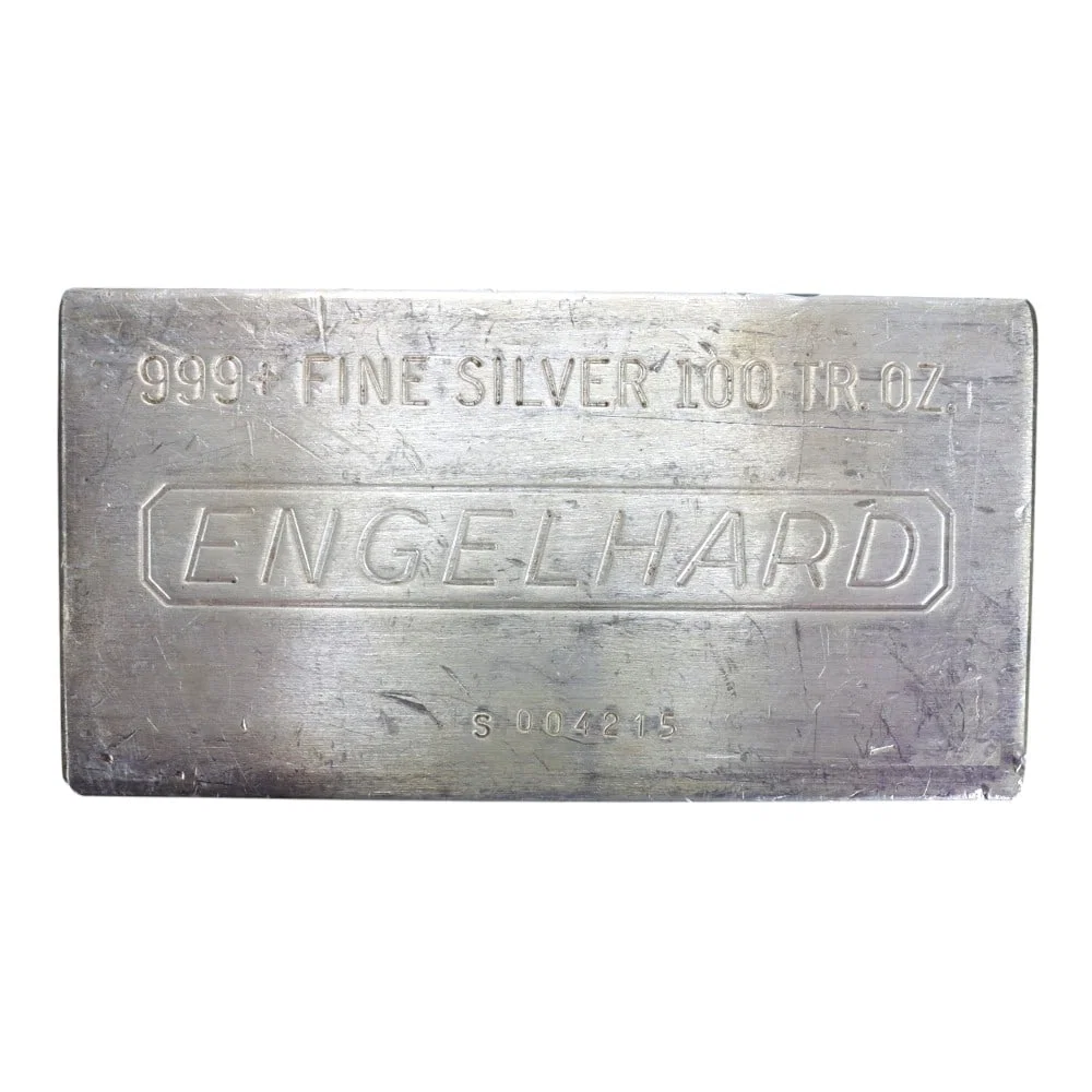 100 Tr Oz 999+ Fine Silver Bar/Ingot Engelhard Serial #S004215