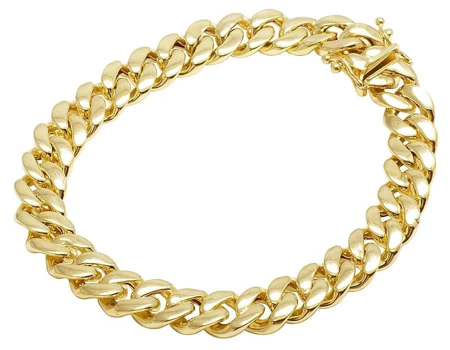 10K YELLOW GOLD SEMI HOLLOW MIAMI CUBAN LINK CLASP BRACELET