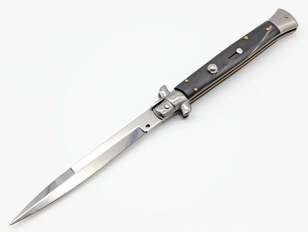11in Frank B Italian Horn Handle Stiletto Switchblade