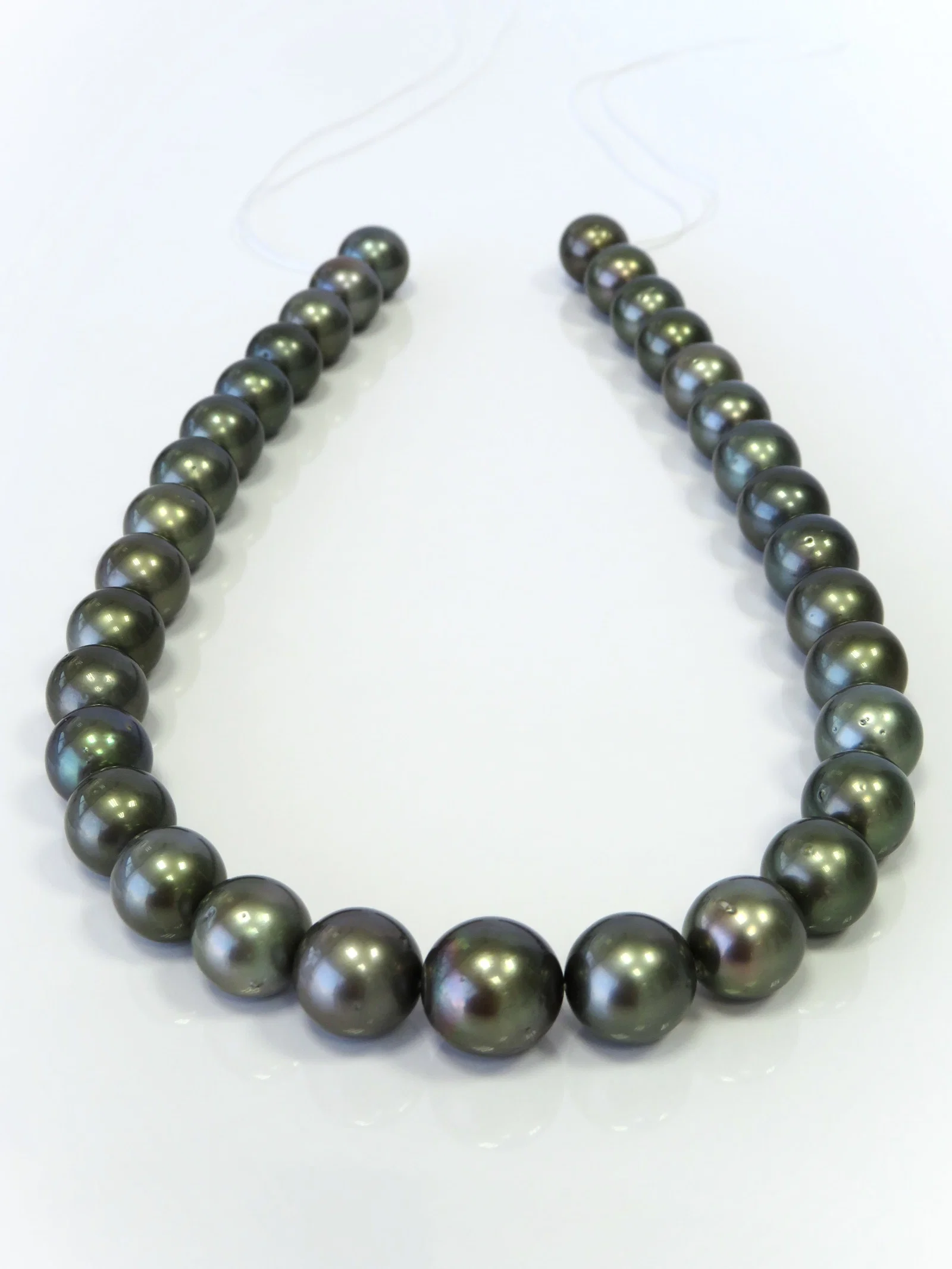 12-14mm Round Medium Dark Tahitian Pearl Necklace Strand