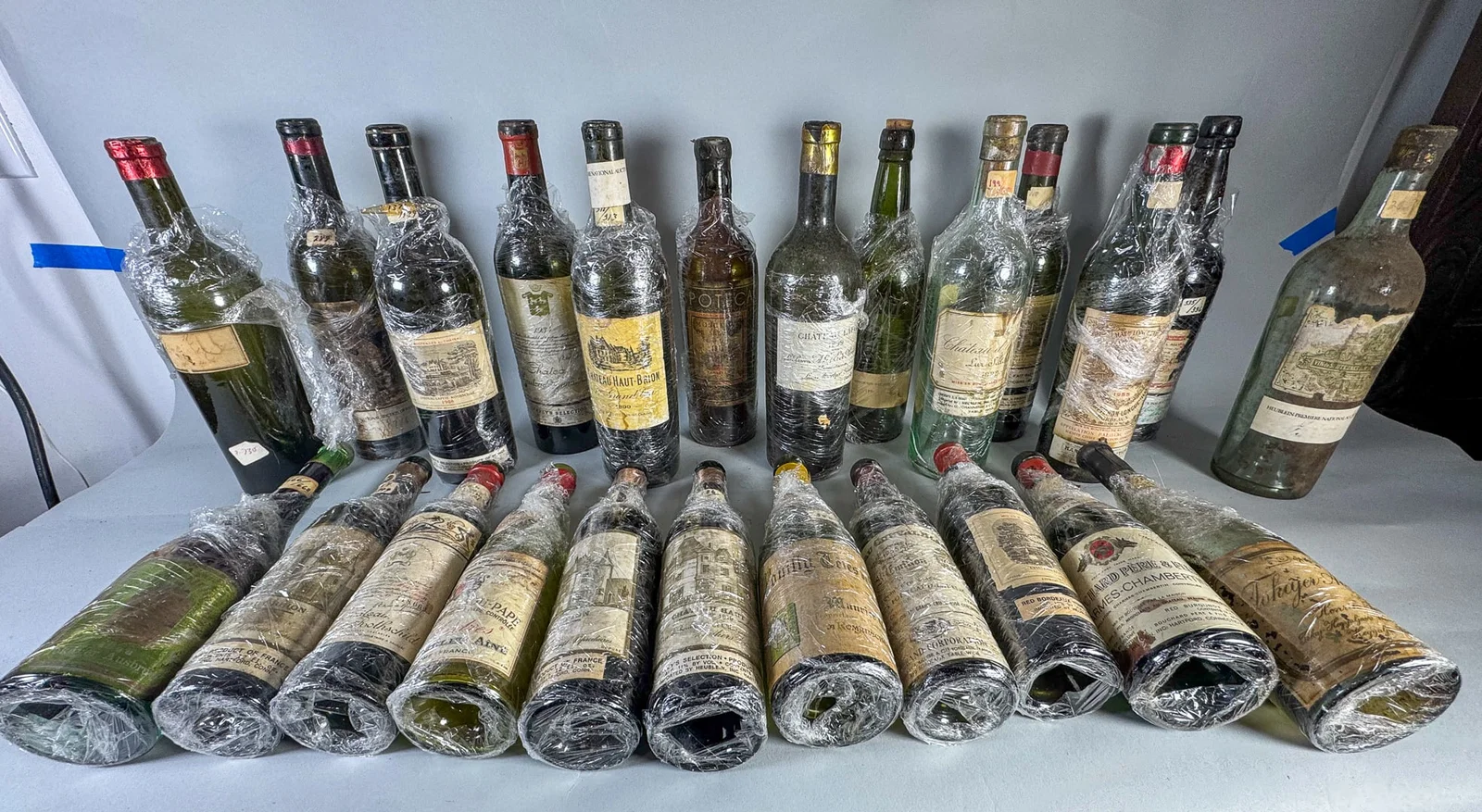 12 ANTIQUE FINE WINE BOTTLE W/ LABELS