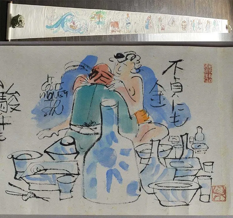 12 ORIGINAL PAINTINGS by CLIFTON KARHU hand scroll