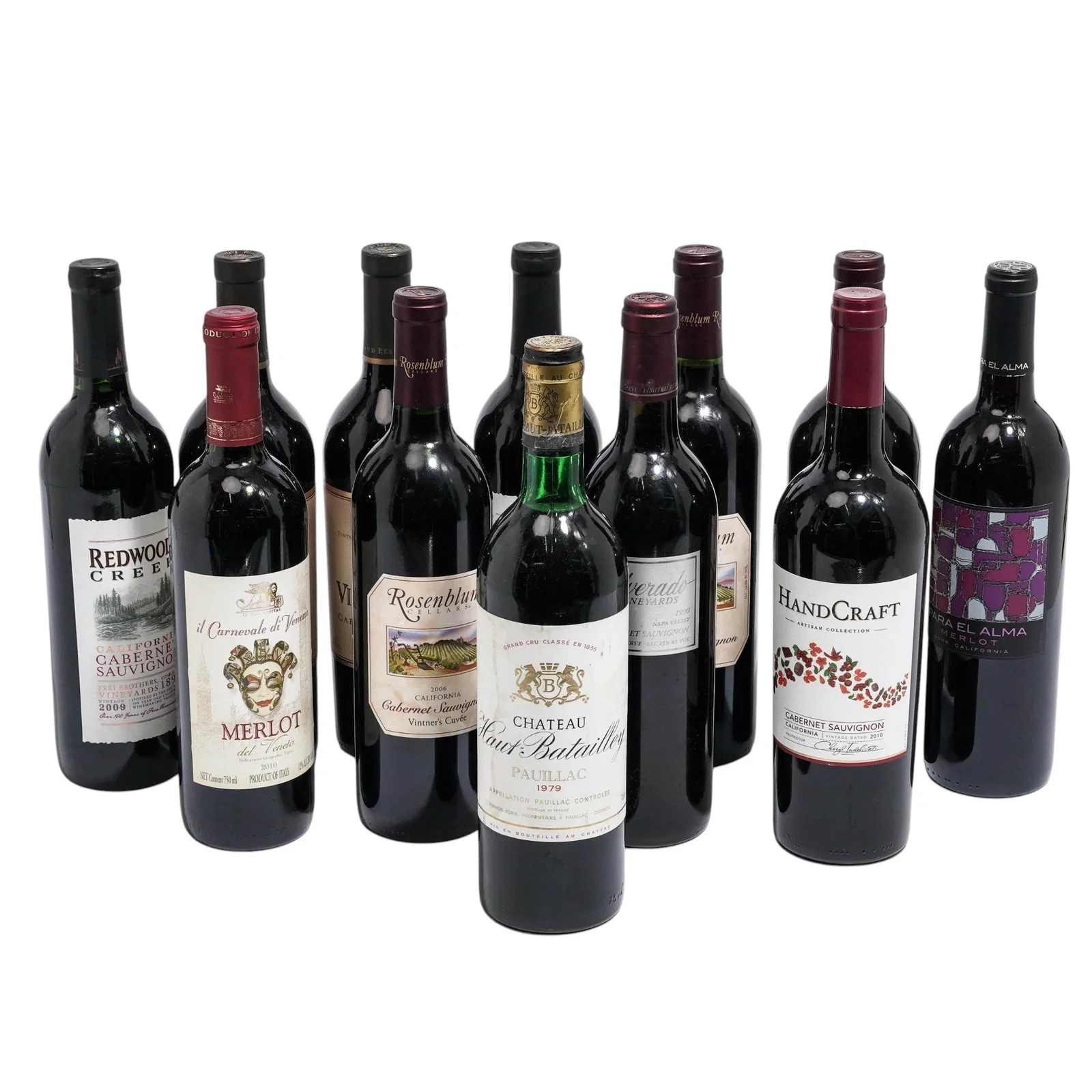 (12 Pc) Assorted Red Wine Bottle Grouping