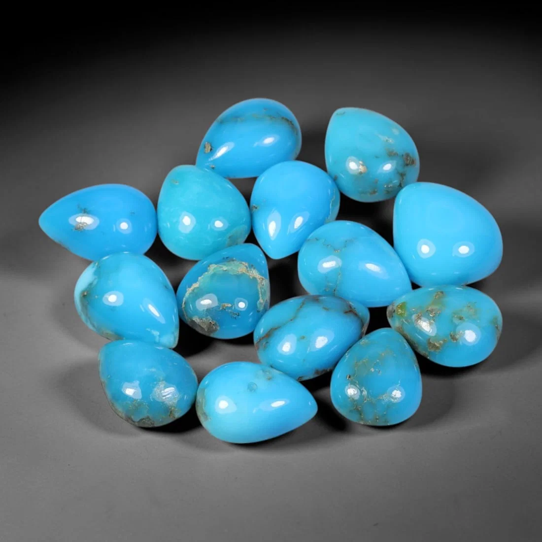 13.11 Carats Natural Turquoise - Pear Cabochon Gemstone, 12XB