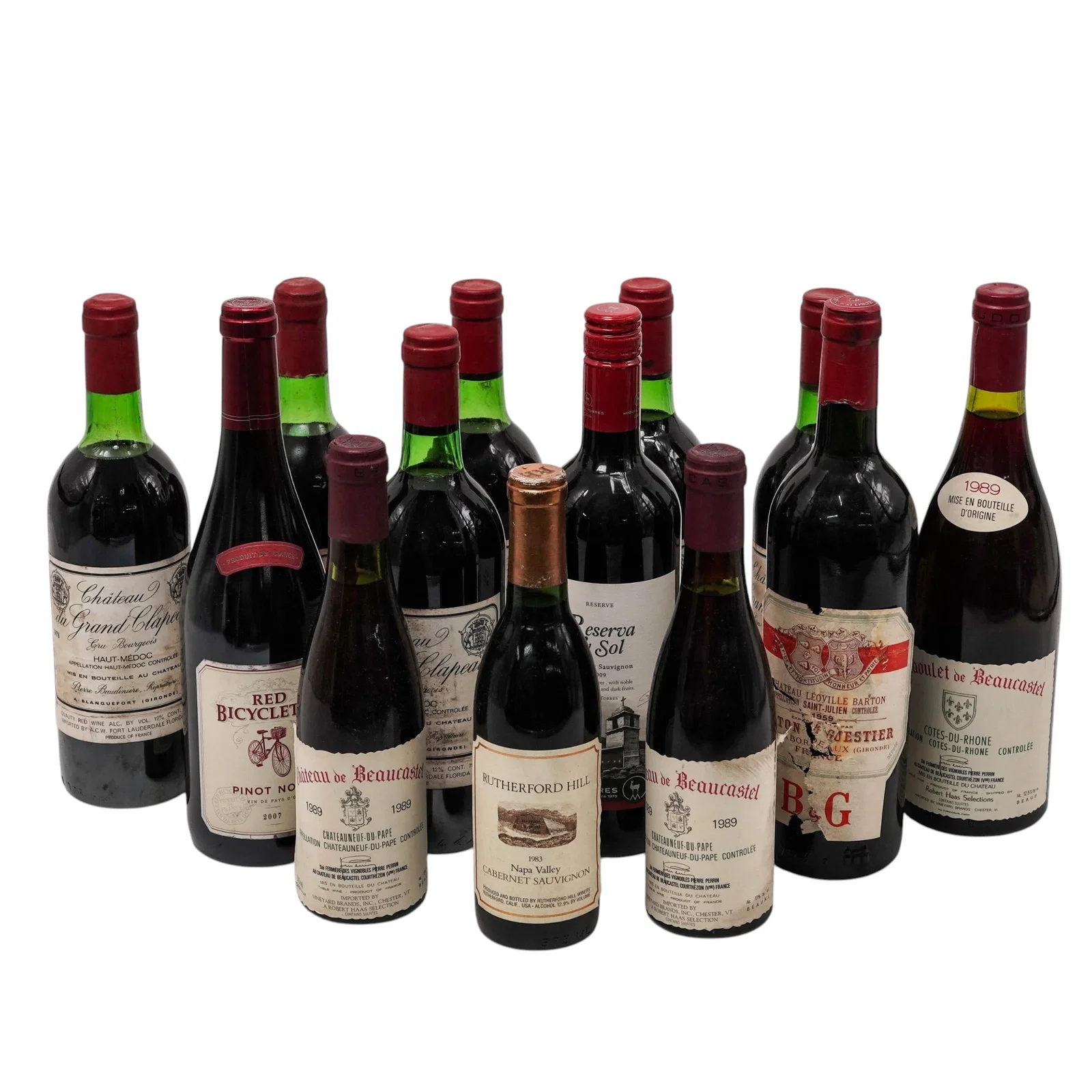 (13 Pc) Assorted Red Wine Bottle Grouping