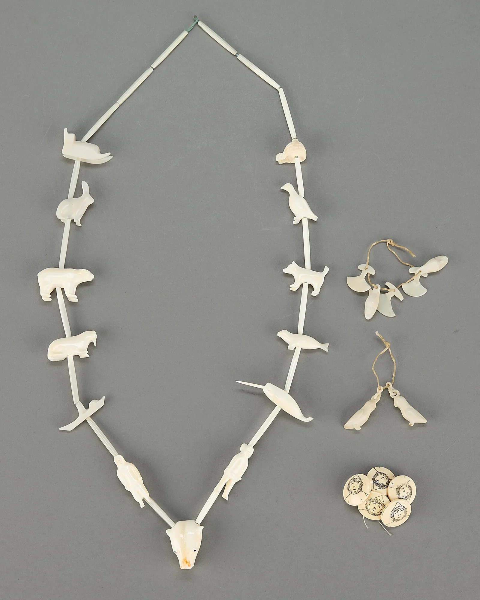 13 Pcs Inuit Jewelry: Necklace, Pendants & Buttons