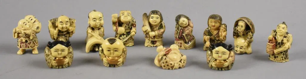 (13) Vintage Japanese Resin Netsuke, Variety of Figures