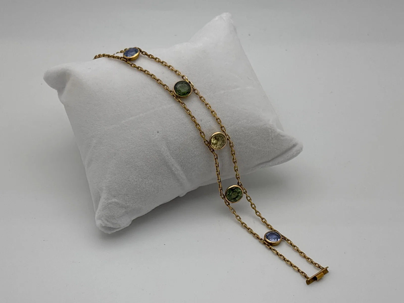 14K Gem Set Station Bracelet