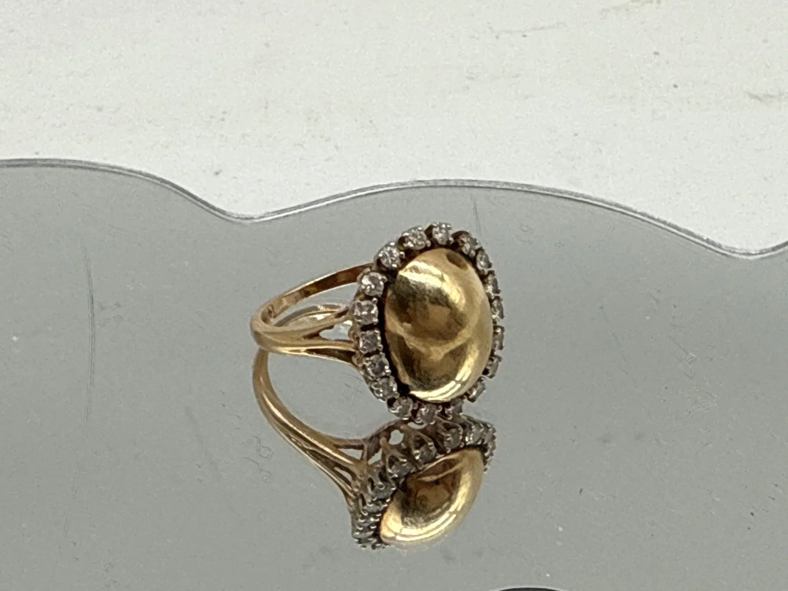 14K Gold and Diamond Dome Ring