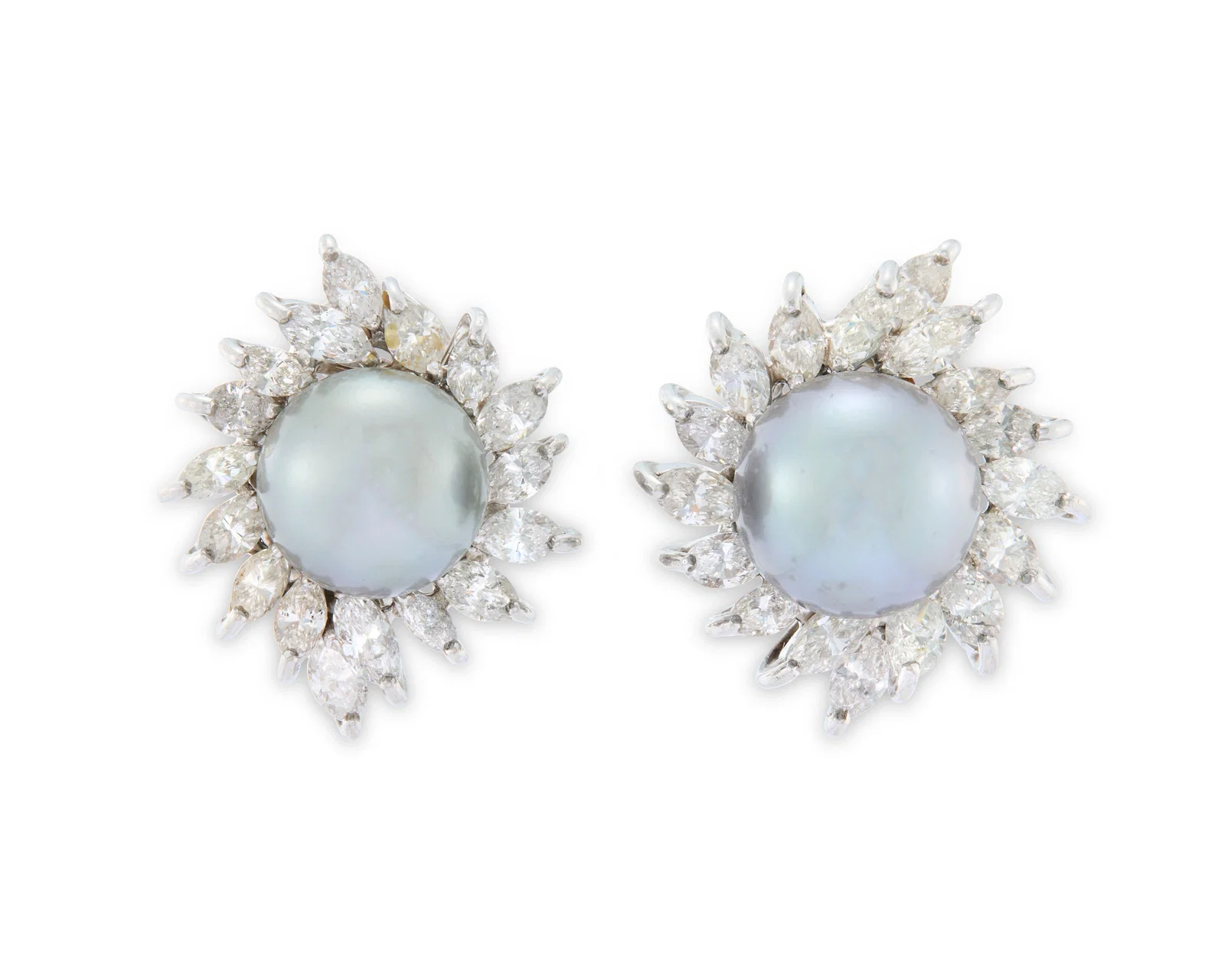 14K Gold, Tahitian Pearl, and Diamond Earrings