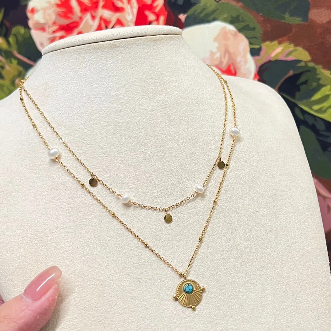 14K Gold Turquoise Necklace