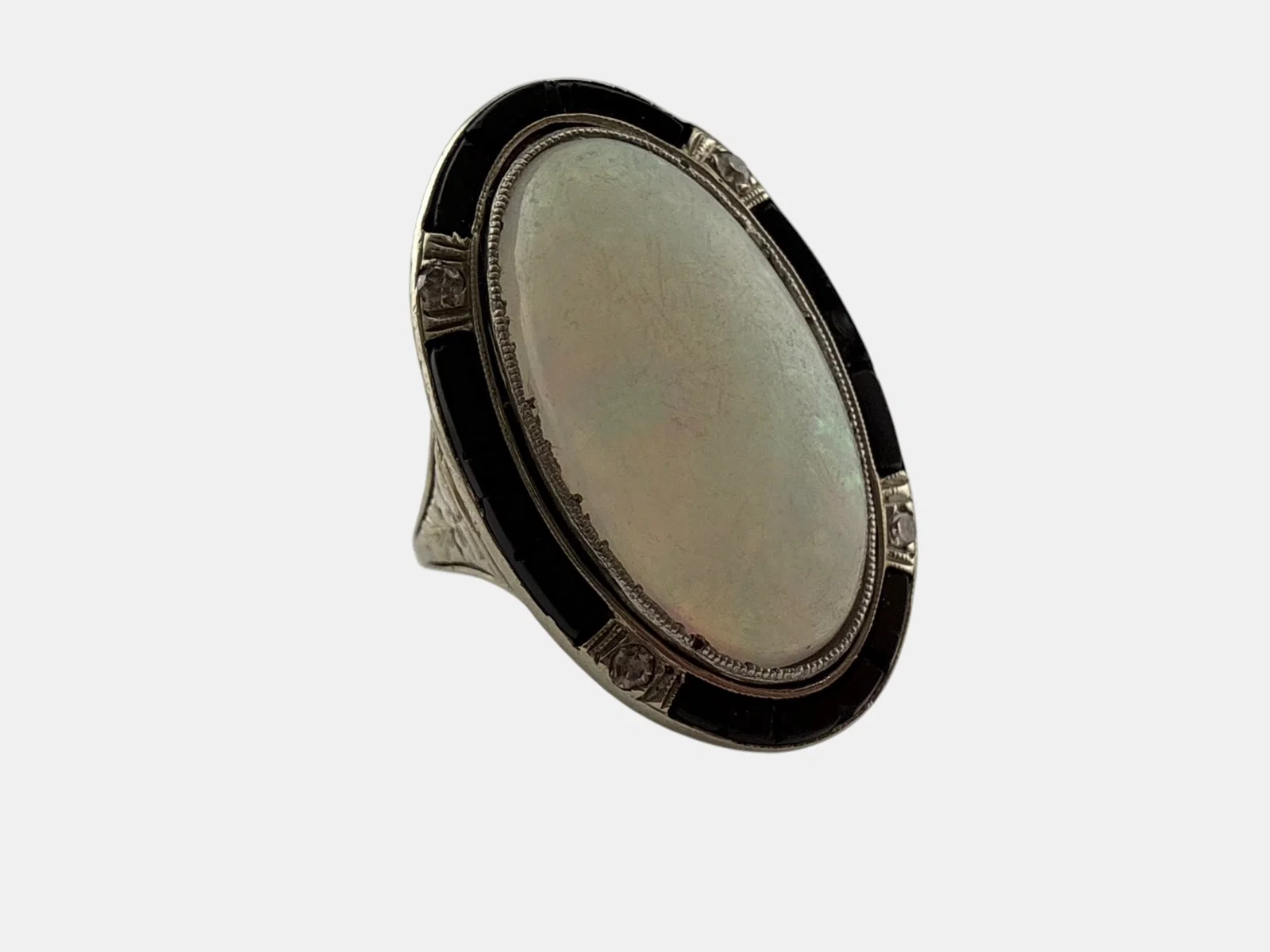 14K Opal and Onyx Cocktail Ring