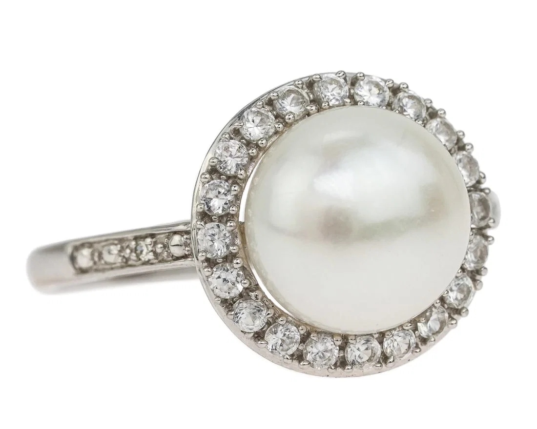 14k Pearl & Diamond Ring
