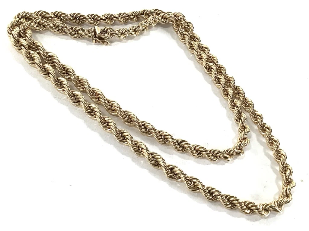14K Rope Necklace 32" L 42g TW
