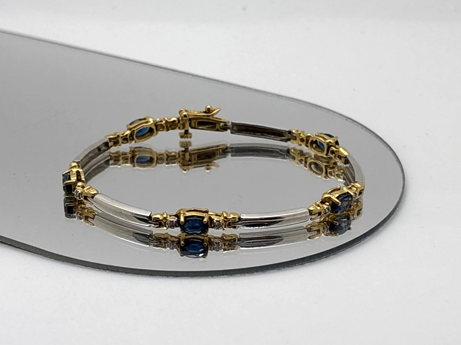 14K Sapphire and Diamond Two-Tone Bracelet