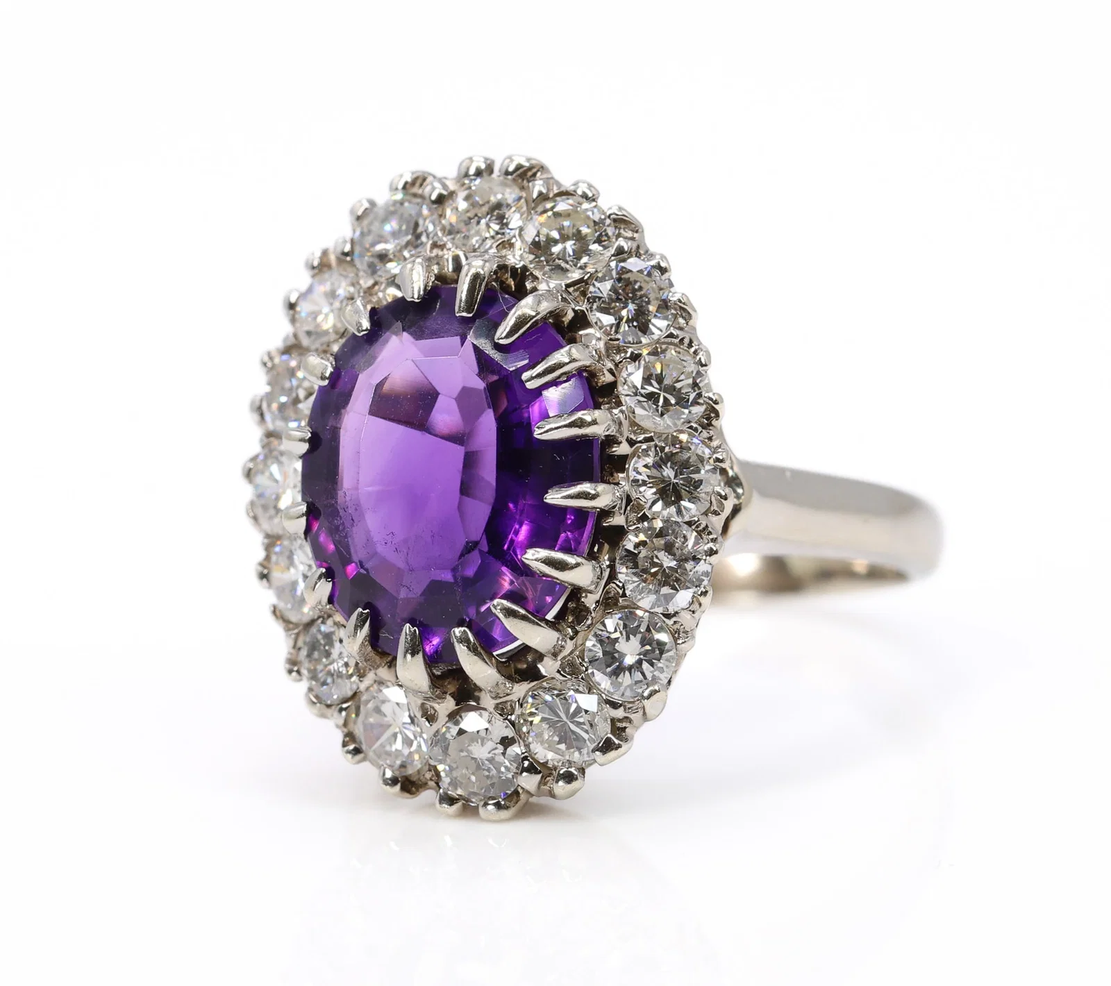 14k WG Amethyst Diamond Ring