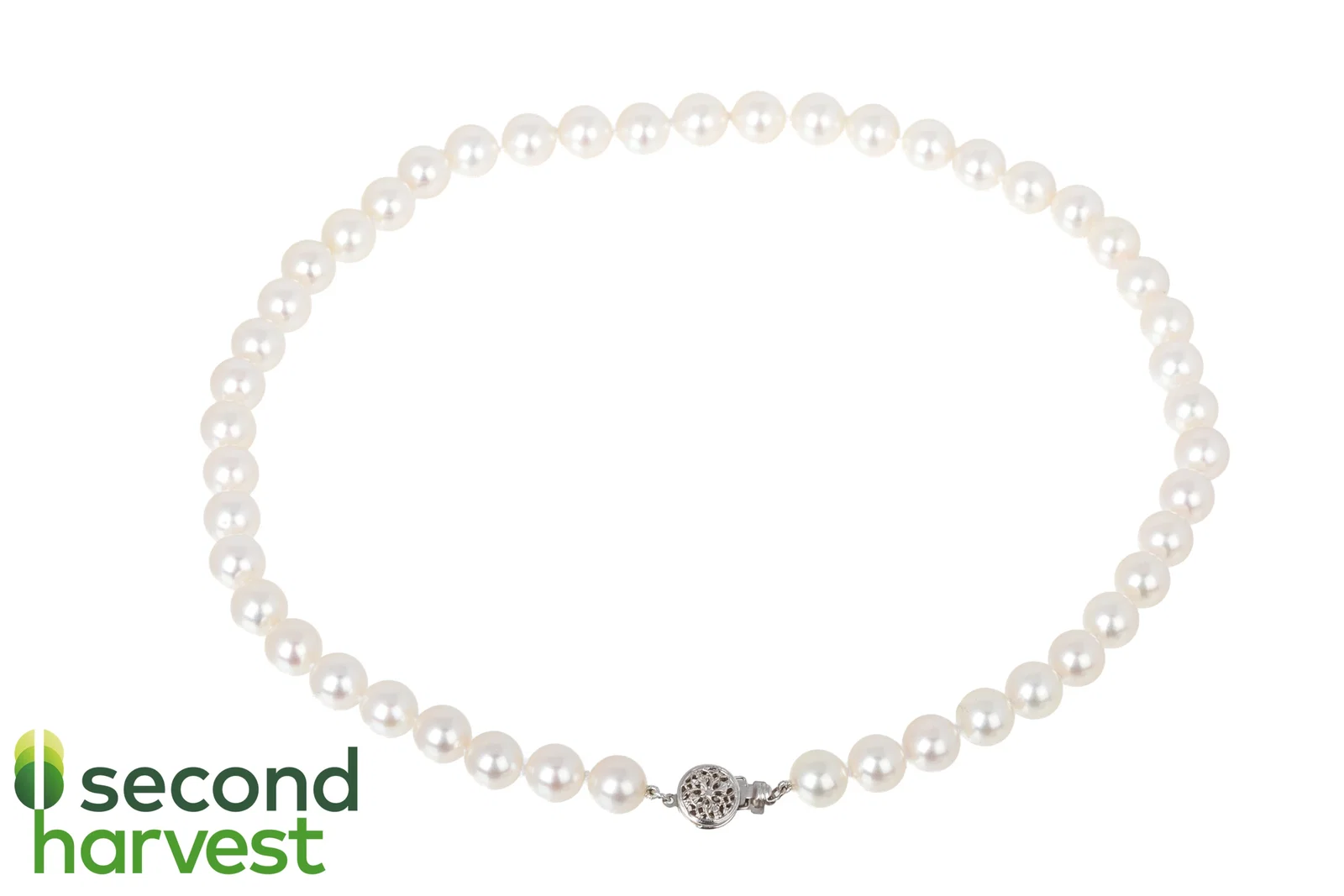 14K WHITE GOLD AKOYA PEARL NECKLACE 17 INCHES