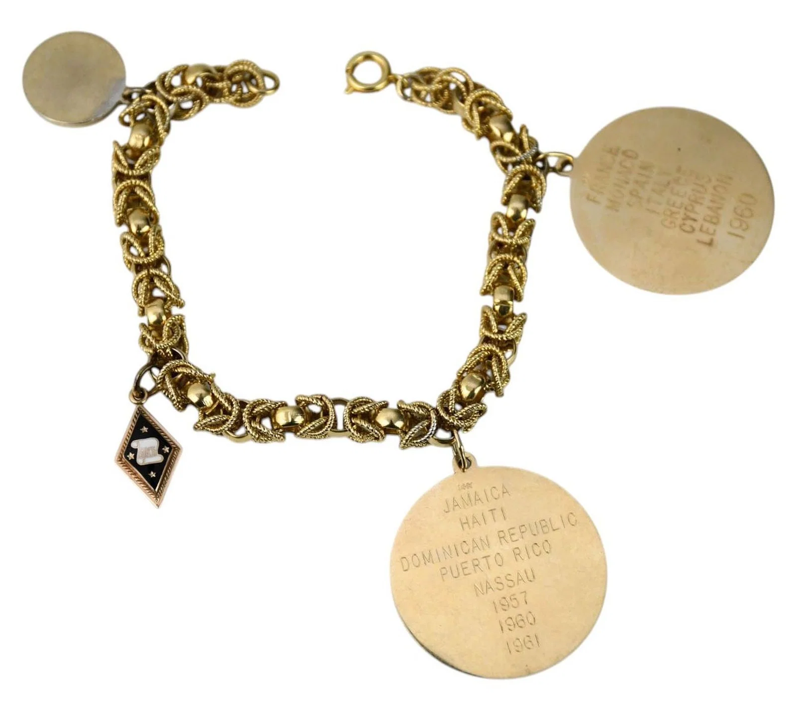 14K Yellow Gold Charm Bracelet. (2 charms not gold) - Length 7"