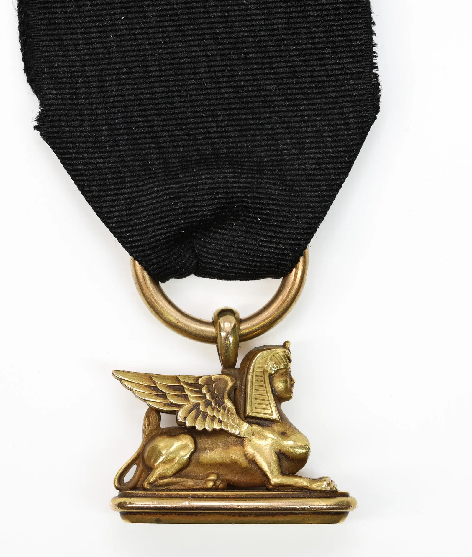 14k YG Sphinx Pendant Fob with Ribbon