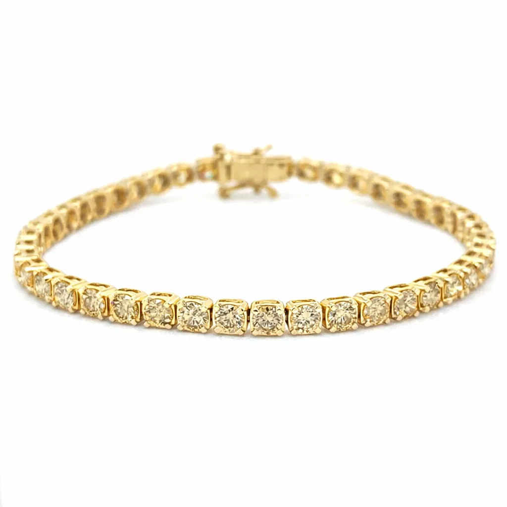 14KT GOLD CHAMPAGNE DIAMONDS TENNIS BRACELET 10.00 CTS