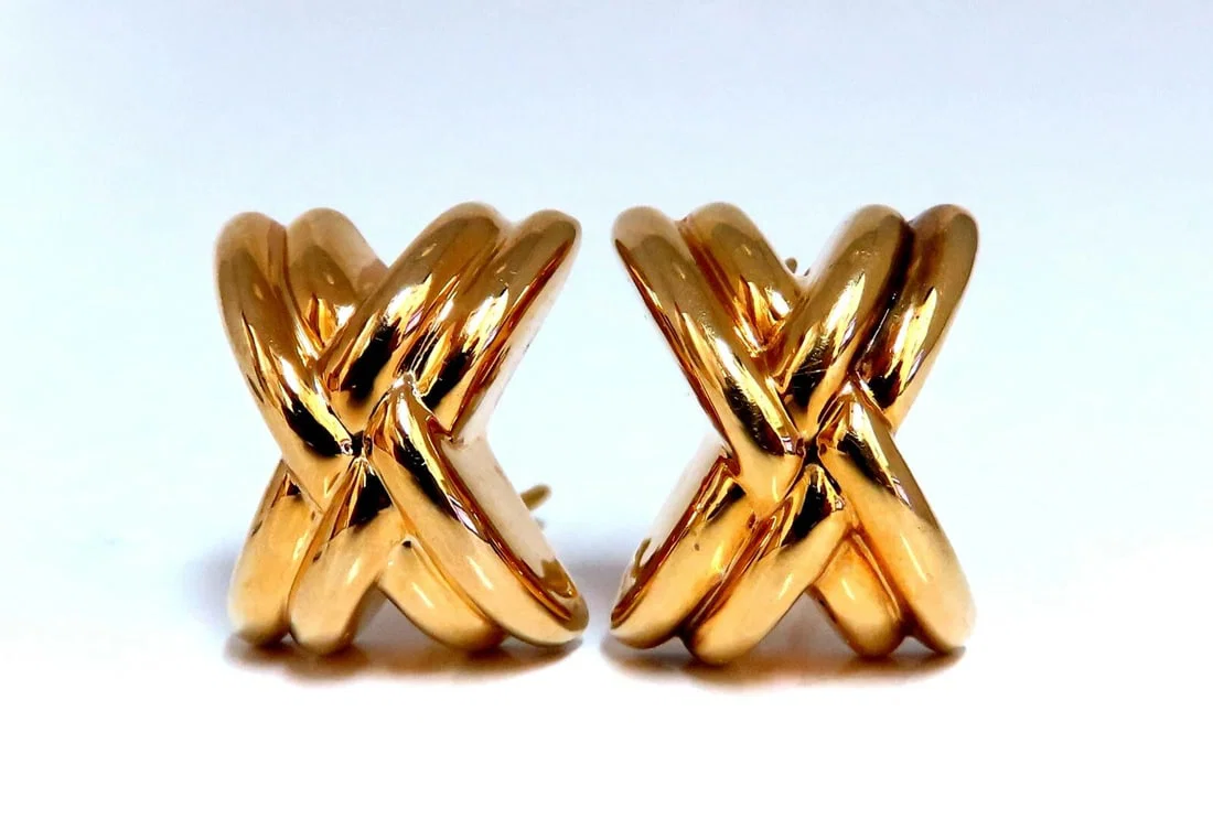 14kt Gold Raised X Clip Earrings**