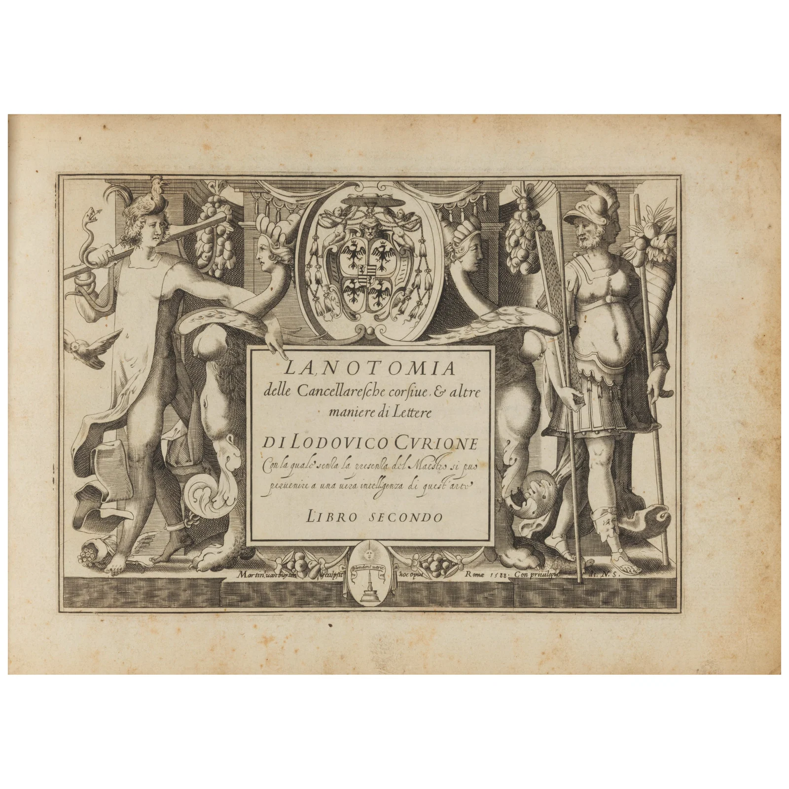 1588 ❧ MANNERIST CALLIGRAPHY. CURIONE, LODOVICO. La Notomia delle Cancellaresche corsive ...