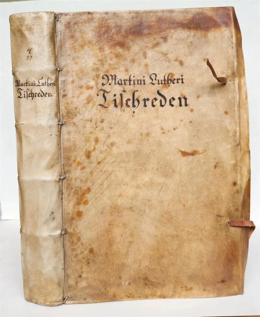 1593 MARTIN LUTHER COLLOQUIA antique VELLUM BOUND FOLIO 16th CENTURY