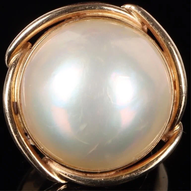 16.5MM CENTER PEARL 14K YELLOW GOLD LADIES RING