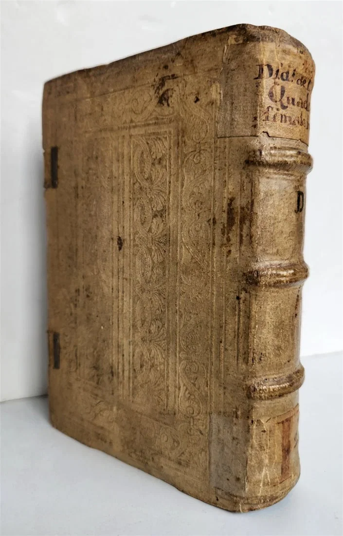 1604 SERMONES by DIDACUS antique BLIND TOOLED PIGSKIN BINDING w/ CLASPS
