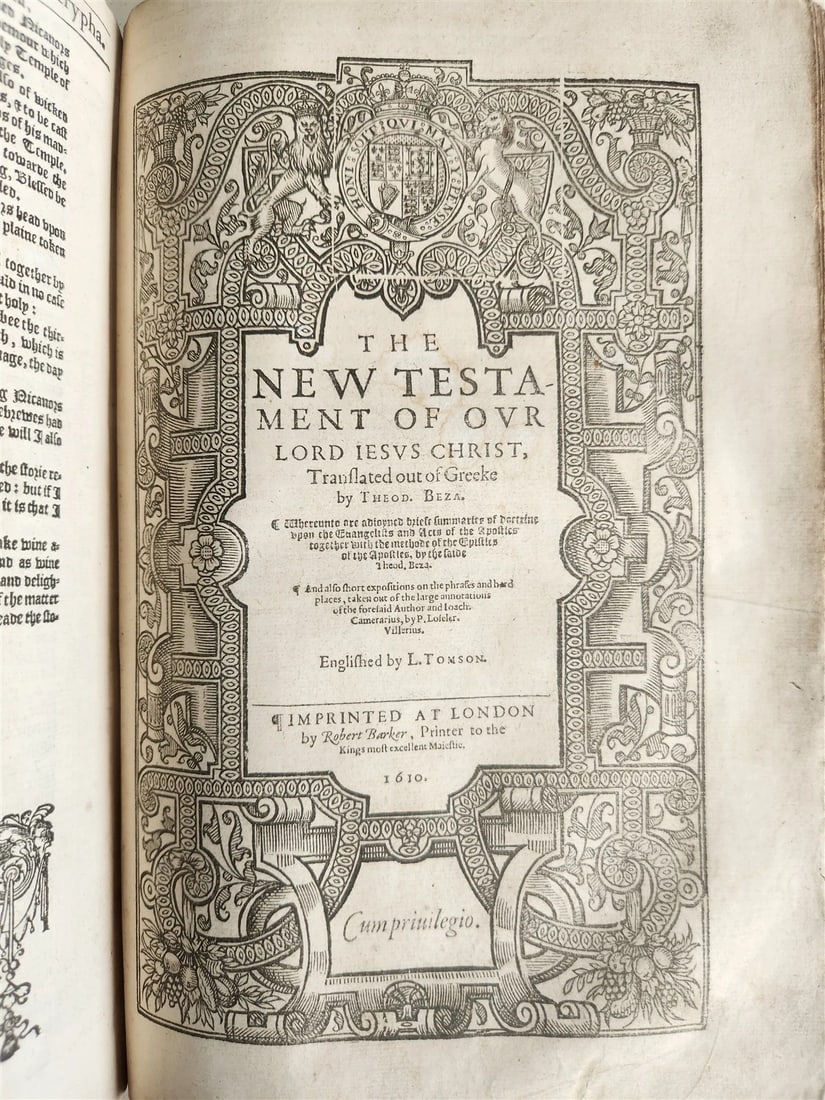 1610 BIBLE in ENGLISH by ROBERT BARKER antique GENEVA VERSION