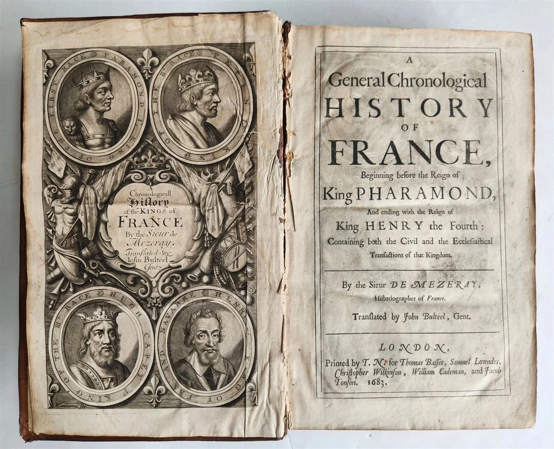 1683 HISTORY of FRANCE in ENGLISH by Francois Eudes de Mezeray antique FOLIO