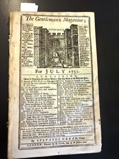 1752 Gentlemans Magazine Benjamin Franklin Electricity