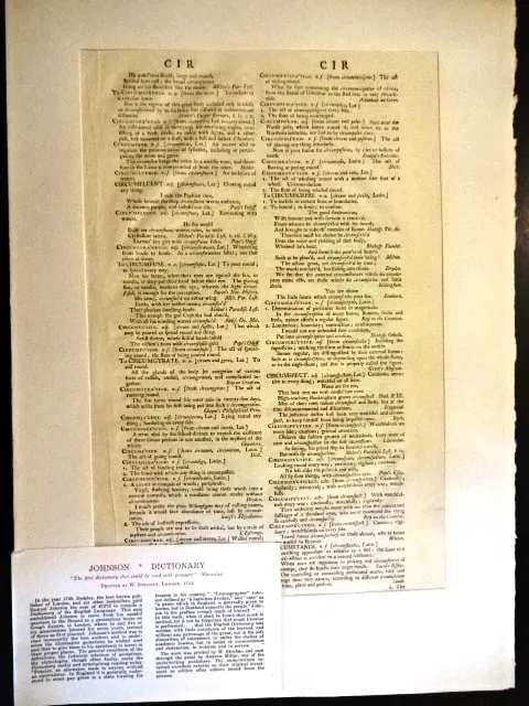 1755 Leaf A Dictionary of the English Language