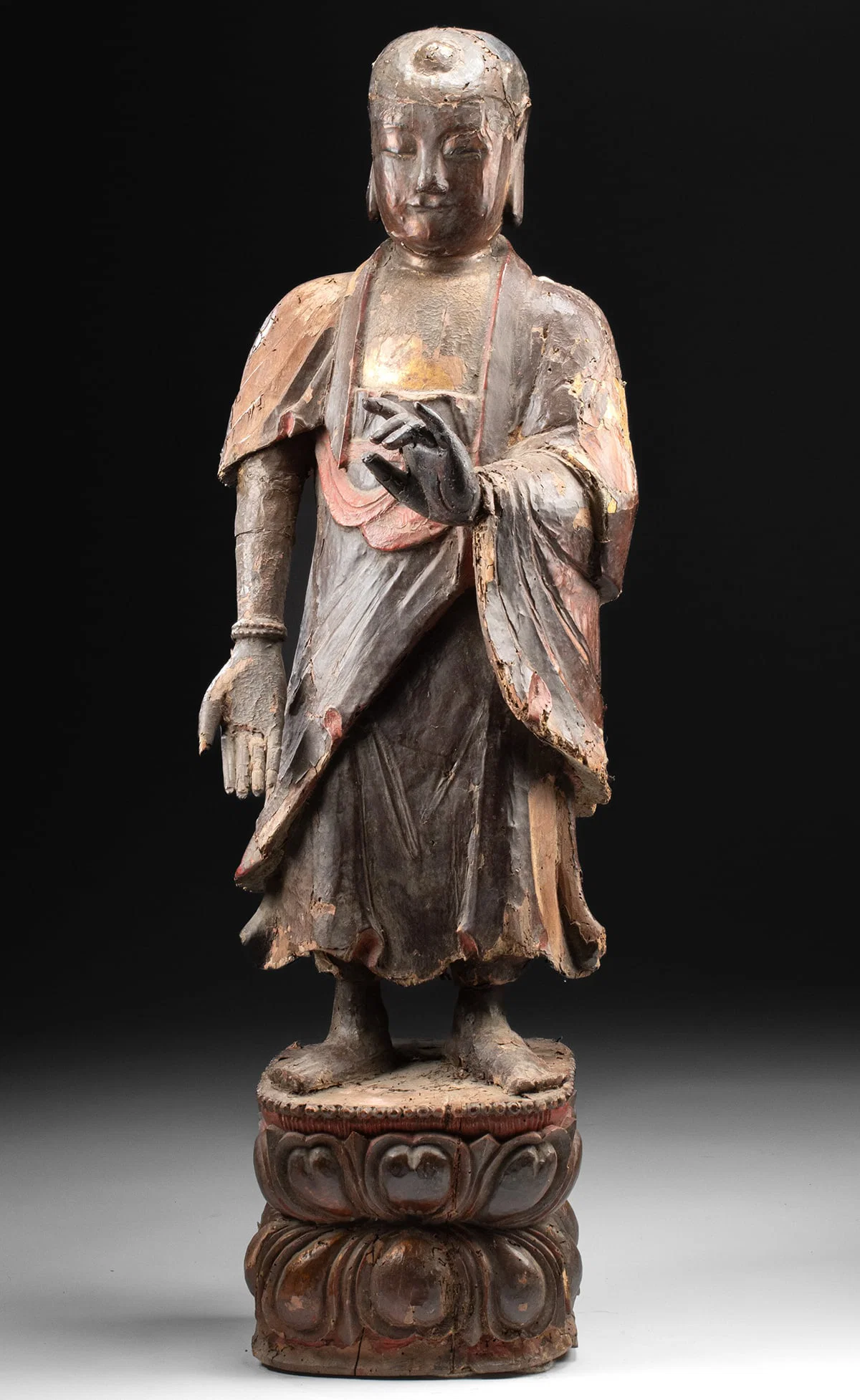 17th C. Chinese Ming Wood Standing Amitabha Buddha