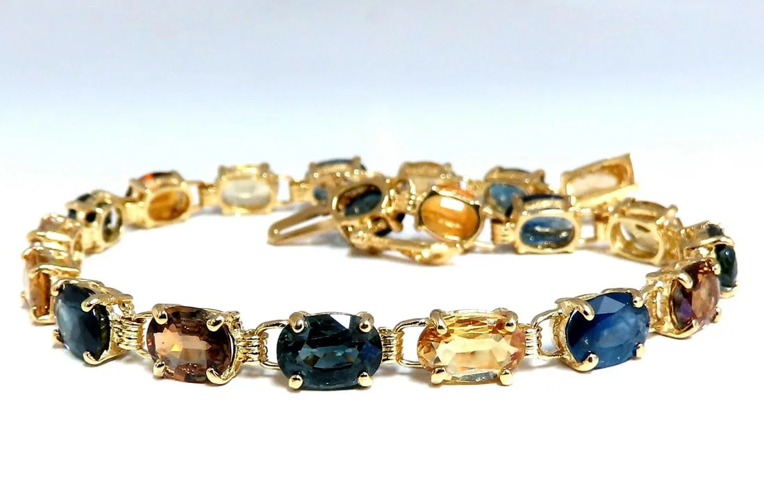 18.20Ct Natural MultiColor Sapphire Bracelet 14Kt gold**