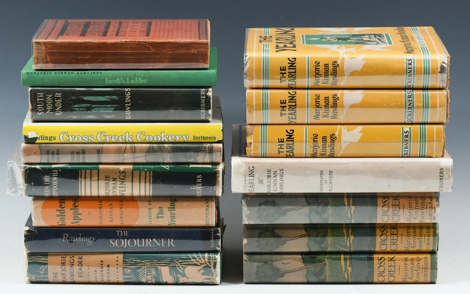 18 PC. MARJORIE KINNAN RAWLINGS BOOKS, 2 SIGNED