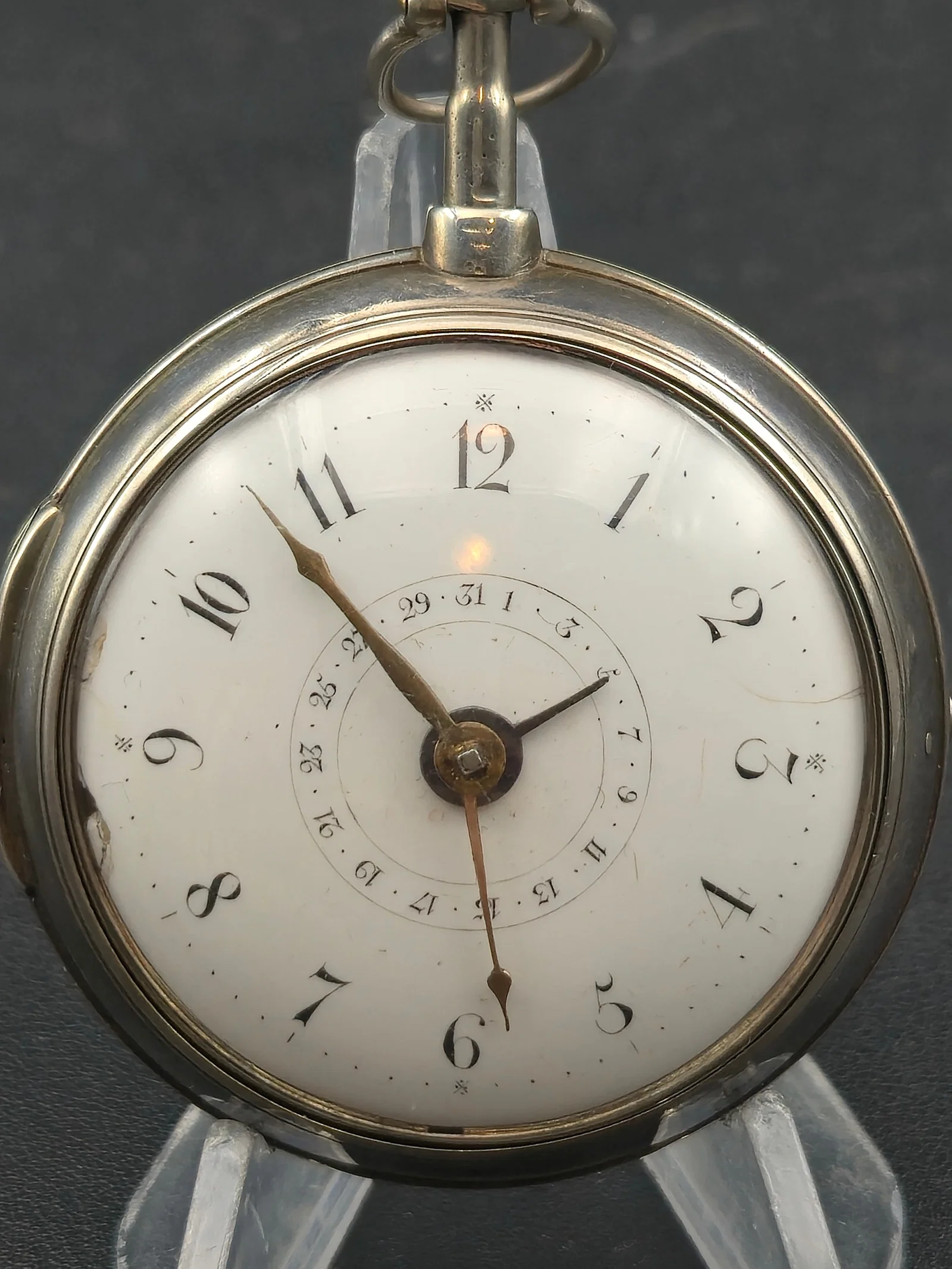 1800s Tho Wickstead London Fusee Pocket Watch 47mm Silver Case 15J Engraved Movement Running