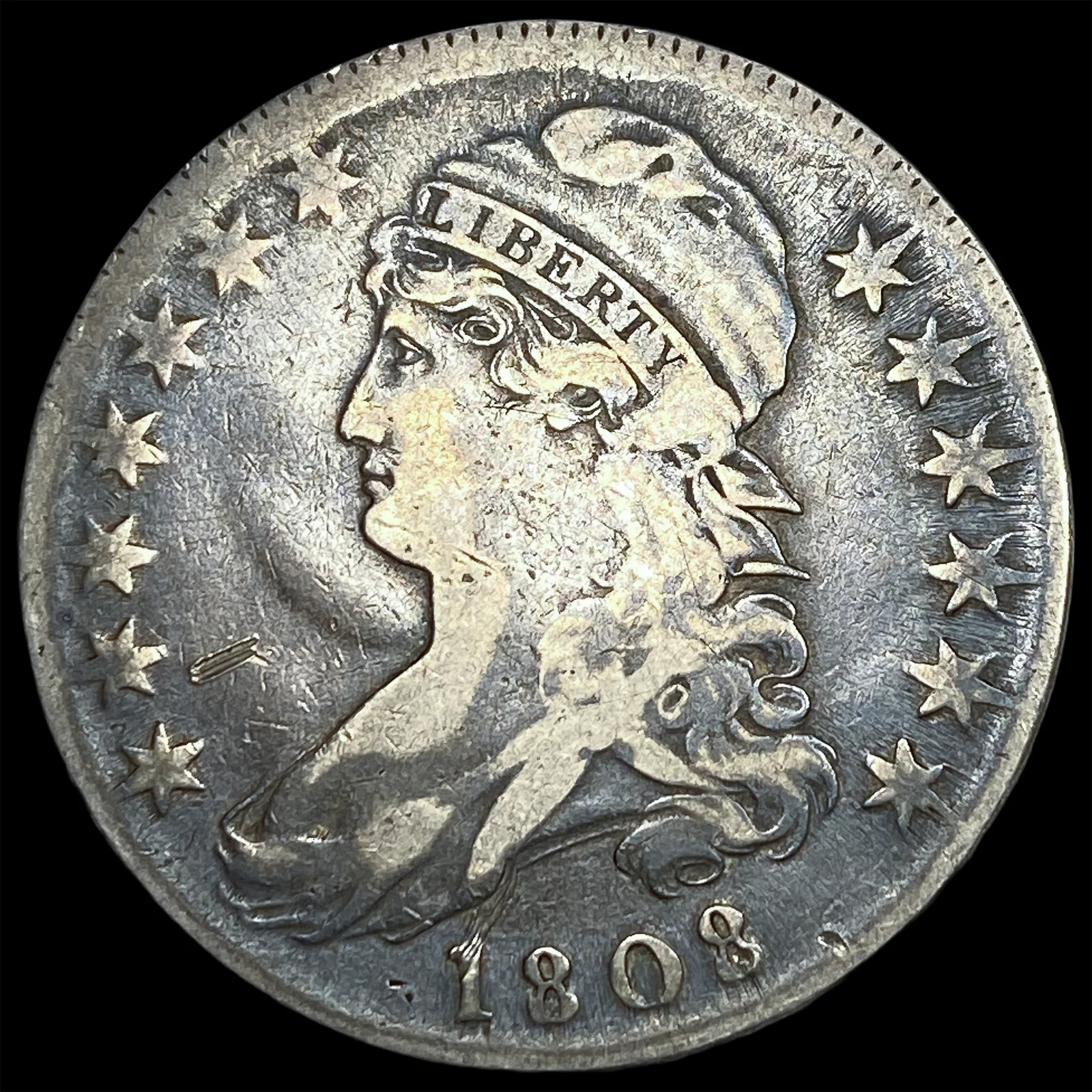 1808 Capped Bust Half Dollar NEARLY UNCIRCULATED