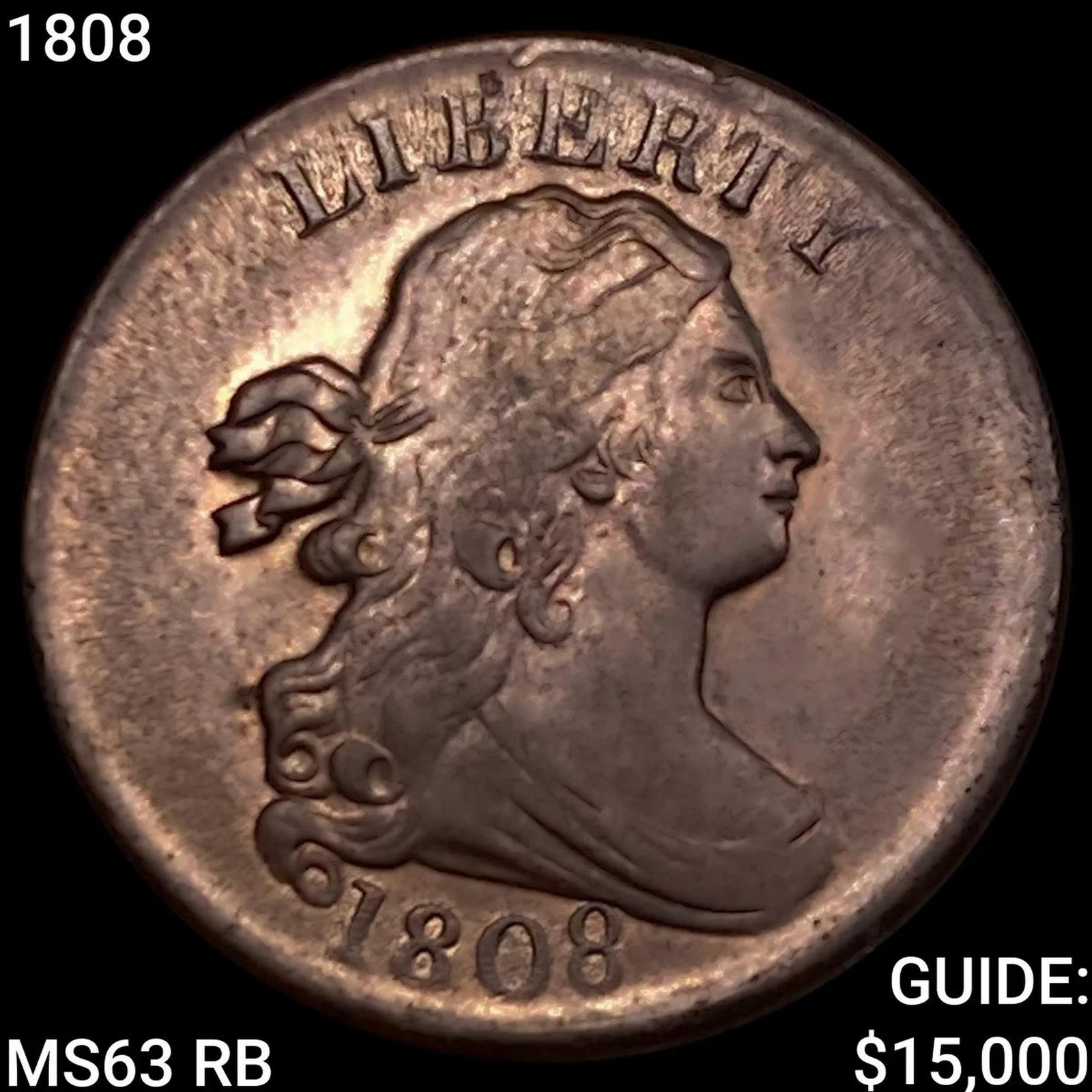 1808 Draped Bust Half Cent CHOICE BU