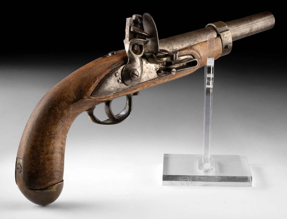 1826 French Flintlock Pistol - Brass Mounted